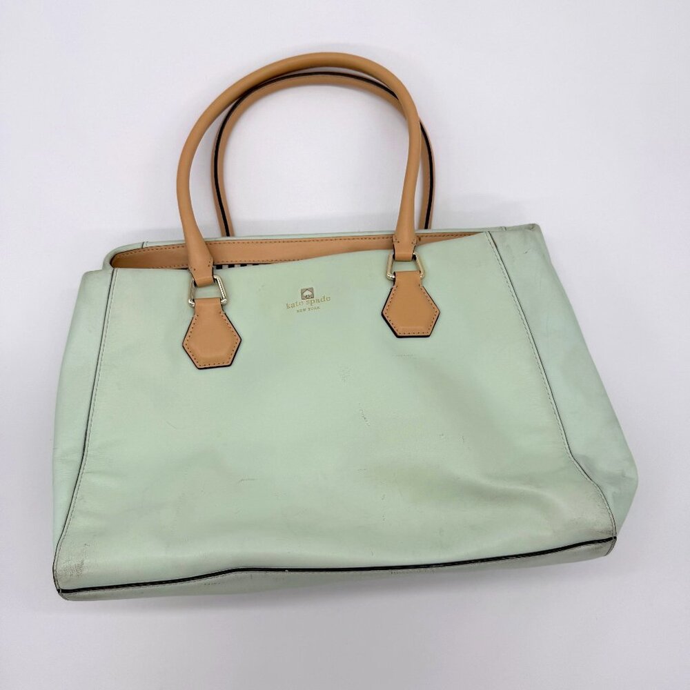Kate Spade Mint Green Shoulder Bag with Tan and Black Trim
